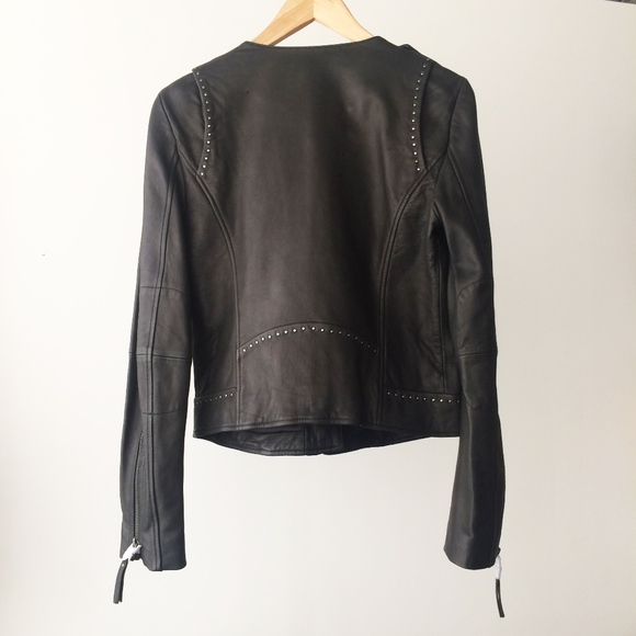 Joie | Black Studded Leather Moto Jacket - Picture 6 of 8